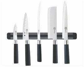 Juego de Cuchillos Asia Börner - Incluye: 1.- Cuchillo Trinchador.  2.- Hacha de cocina. 3.- Cuchillo Jamonero. 4.- Cuchillo Filetero. 5.- Cuchillo de Verduras y barra magnética de sujeción a la pared.