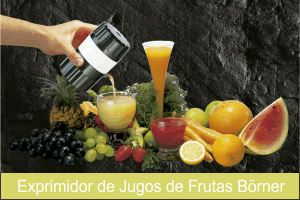 Exprimidor de Jugos y Cócteles Börner - Preparare fácilmente y de manera rápida cócteles de frutas o verduras. Simplemente ponga la fruta o verdura encima del exprimidor y presiónela dos a tres veces adelante y hacía atrás y ya está! Sólo queda la cáscara y el jugo dentro del contenedor. Así, preparé rápidamente jugos o cócteles de naranja, melón, limón, fresa, pera, piña, tomate, pepino incluso de uvas y muchos más.