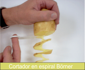 Spirapapas Börner - Corta espirales decorativas de papas y otras frutas o verduras como pepinos, cebollas, rábanos y otros.